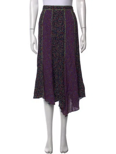 Pre-owned Veronica Beard Floral Print Midi Length Skirt W/ Tags In Blue/purple