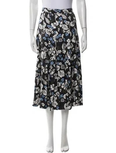 Pre-owned Veronica Beard Floral Print Midi Length Skirt In White