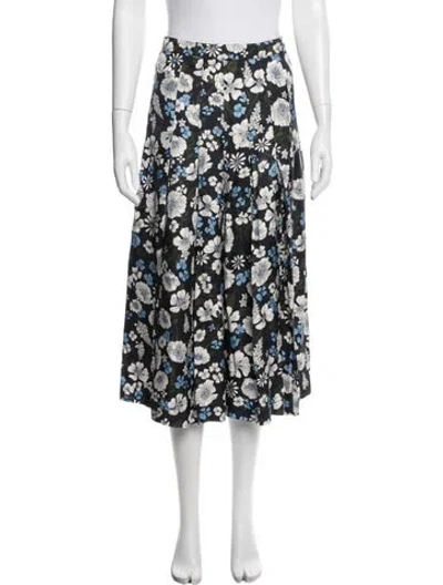Pre-owned Veronica Beard Floral Print Midi Length Skirt In White