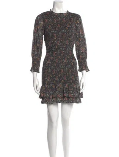 Pre-owned Veronica Beard Floral Print Mini Dress In Black