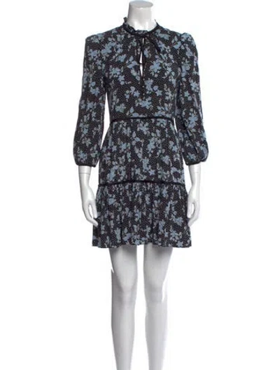Pre-owned Veronica Beard Floral Print Mini Dress In Black
