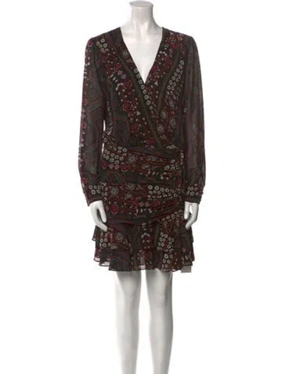 Pre-owned Veronica Beard Floral Print Mini Dress In Black
