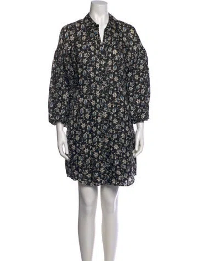 Pre-owned Veronica Beard Floral Print Mini Dress In Black