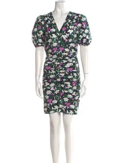 Pre-owned Veronica Beard Floral Print Mini Dress In Black