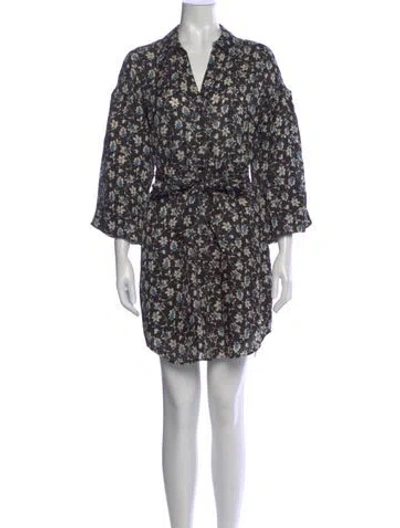 Pre-owned Veronica Beard Floral Print Mini Dress In Black