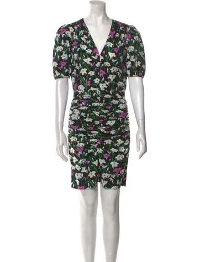 Pre-owned Veronica Beard Floral Print Mini Dress In Black