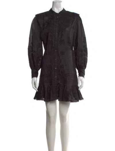 Pre-owned Veronica Beard Floral Print Mini Dress In Black