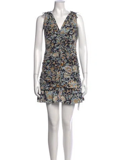 Pre-owned Veronica Beard Floral Print Mini Dress In Black