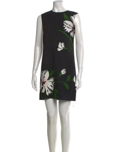 Pre-owned Veronica Beard Floral Print Mini Dress In Black