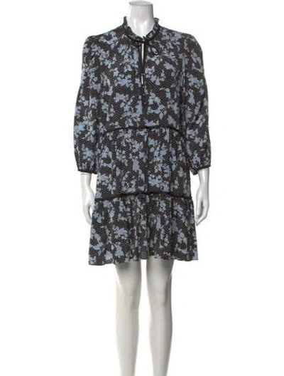 Pre-owned Veronica Beard Floral Print Mini Dress In Black