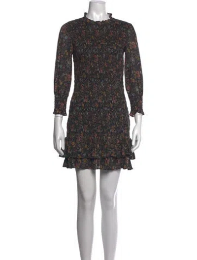Pre-owned Veronica Beard Floral Print Mini Dress In Black