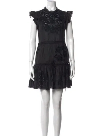 Pre-owned Veronica Beard Floral Print Mini Dress In Black