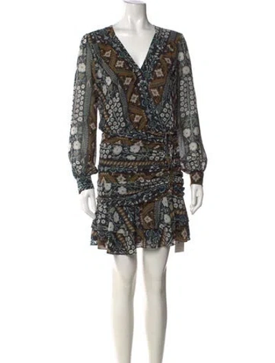 Pre-owned Veronica Beard Floral Print Mini Dress In Black