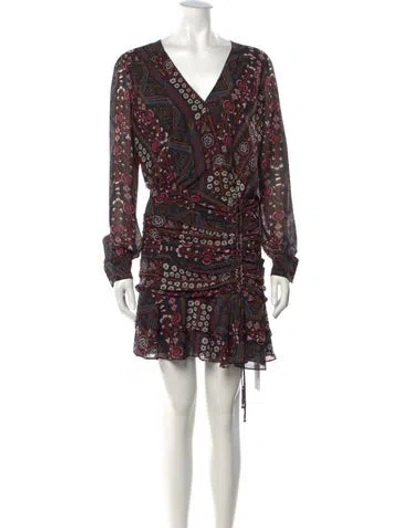 Pre-owned Veronica Beard Floral Print Mini Dress In Black