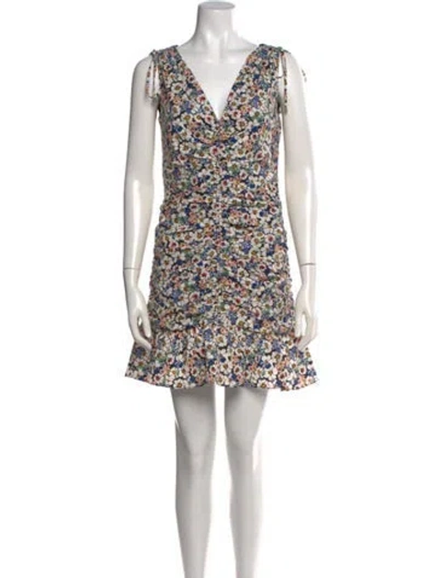 Pre-owned Veronica Beard Floral Print Mini Dress In Black/white