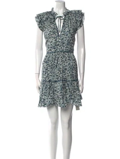 Pre-owned Veronica Beard Floral Print Mini Dress In Blue
