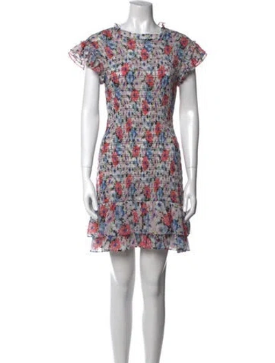 Pre-owned Veronica Beard Floral Print Mini Dress In Blue