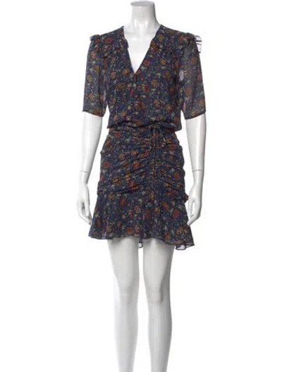 Pre-owned Veronica Beard Floral Print Mini Dress In Blue