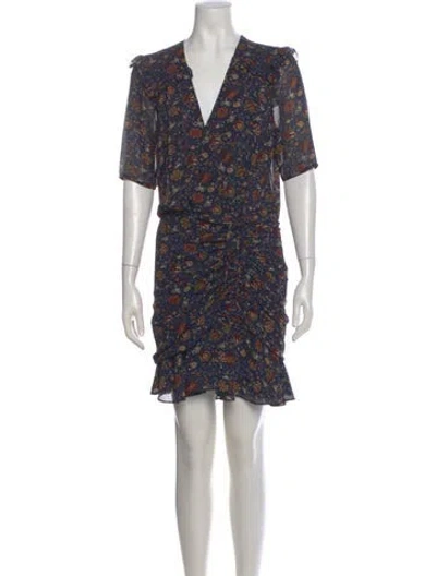 Pre-owned Veronica Beard Floral Print Mini Dress In Blue