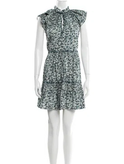 Pre-owned Veronica Beard Floral Print Mini Dress In Blue