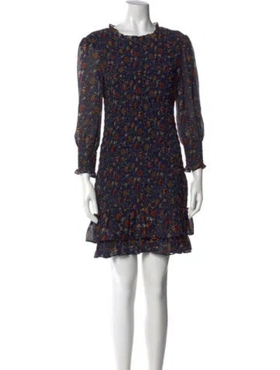 Pre-owned Veronica Beard Floral Print Mini Dress In Blue