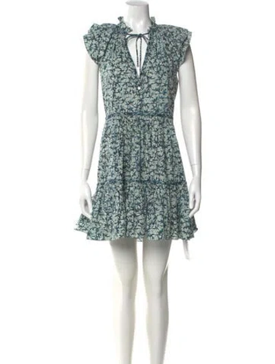 Pre-owned Veronica Beard Floral Print Mini Dress In Blue