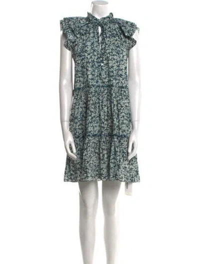 Pre-owned Veronica Beard Floral Print Mini Dress In Blue
