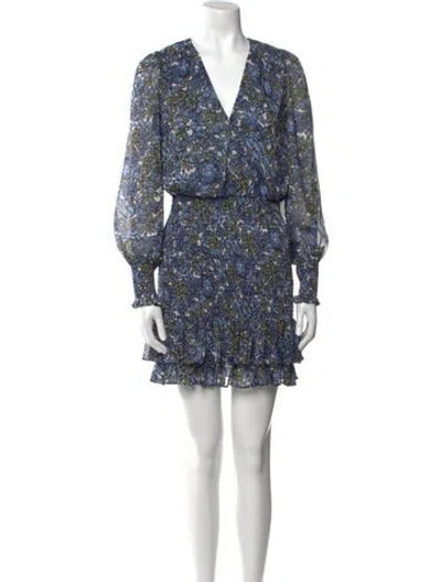 Pre-owned Veronica Beard Floral Print Mini Dress In Blue
