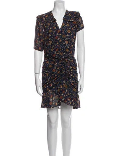 Pre-owned Veronica Beard Floral Print Mini Dress In Blue