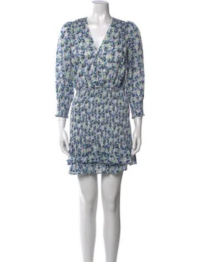 Pre-owned Veronica Beard Floral Print Mini Dress In Blue