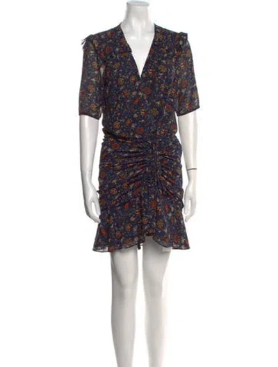 Pre-owned Veronica Beard Floral Print Mini Dress In Blue
