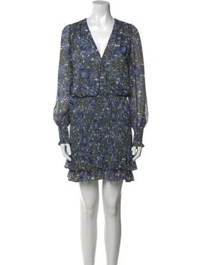 Pre-owned Veronica Beard Floral Print Mini Dress In Blue
