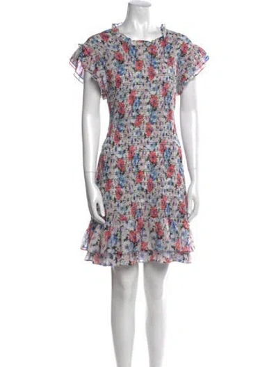Pre-owned Veronica Beard Floral Print Mini Dress In Blue
