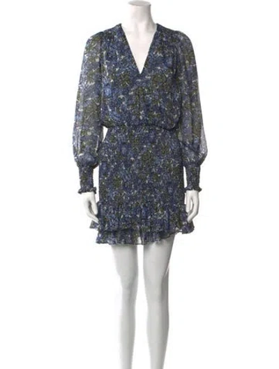 Pre-owned Veronica Beard Floral Print Mini Dress In Blue