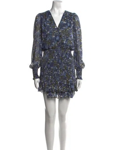 Pre-owned Veronica Beard Floral Print Mini Dress In Blue