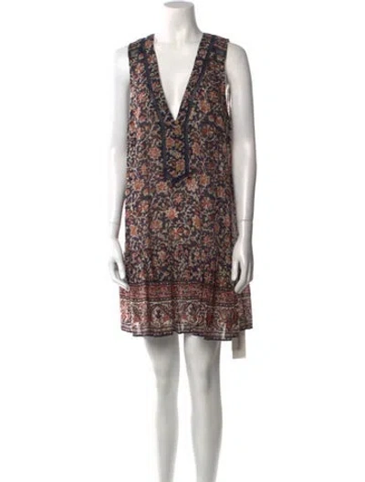 Pre-owned Veronica Beard Floral Print Mini Dress In Blue
