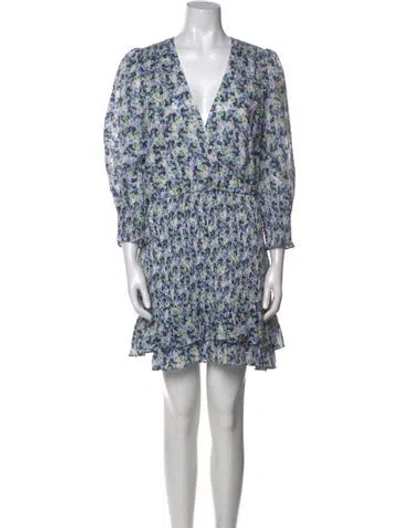 Pre-owned Veronica Beard Floral Print Mini Dress In Blue