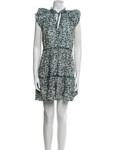 Pre-owned Veronica Beard Floral Print Mini Dress In Blue