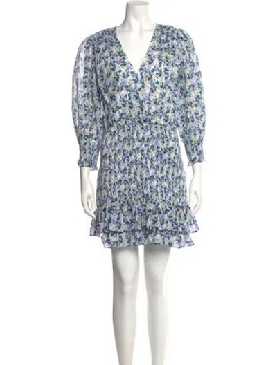 Pre-owned Veronica Beard Floral Print Mini Dress In Blue