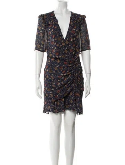 Pre-owned Veronica Beard Floral Print Mini Dress In Blue
