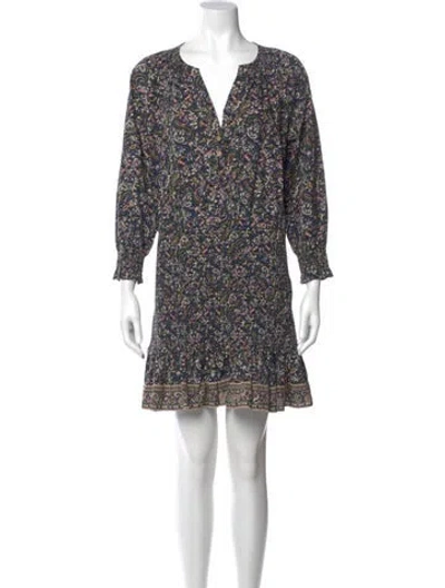 Pre-owned Veronica Beard Floral Print Mini Dress In Blue