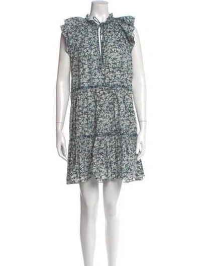 Pre-owned Veronica Beard Floral Print Mini Dress In Blue