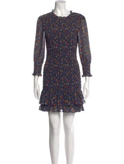Pre-owned Veronica Beard Floral Print Mini Dress In Blue