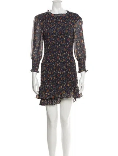 Pre-owned Veronica Beard Floral Print Mini Dress In Blue