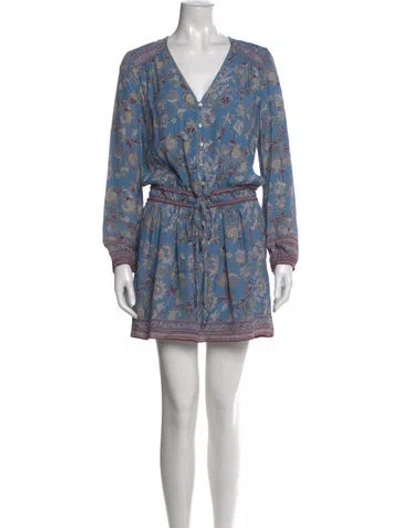 Pre-owned Veronica Beard Floral Print Mini Dress In Blue