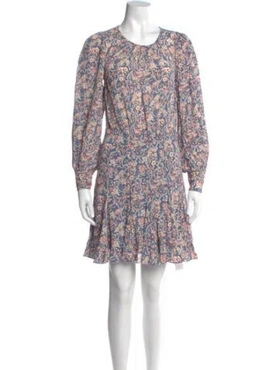 Pre-owned Veronica Beard Floral Print Mini Dress In Blue