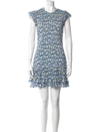 Pre-owned Veronica Beard Floral Print Mini Dress In Blue