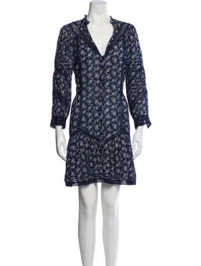 Pre-owned Veronica Beard Floral Print Mini Dress In Blue