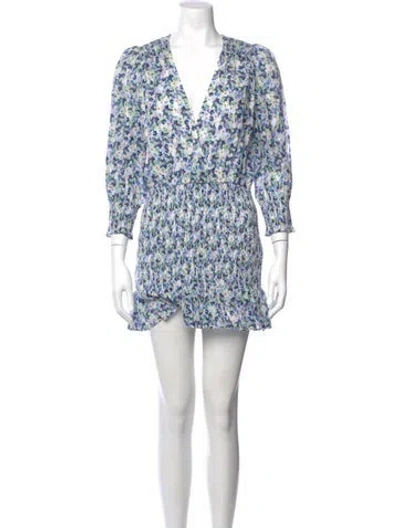 Pre-owned Veronica Beard Floral Print Mini Dress In Blue