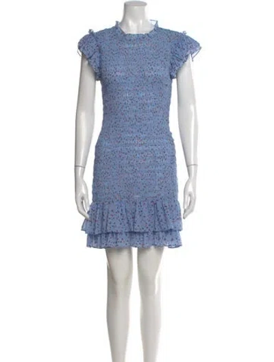 Pre-owned Veronica Beard Floral Print Mini Dress In Blue